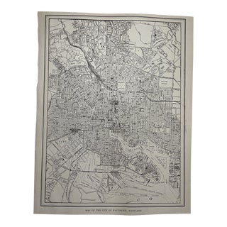 Antique 1920s Baltimore Maryland City Map For Sale