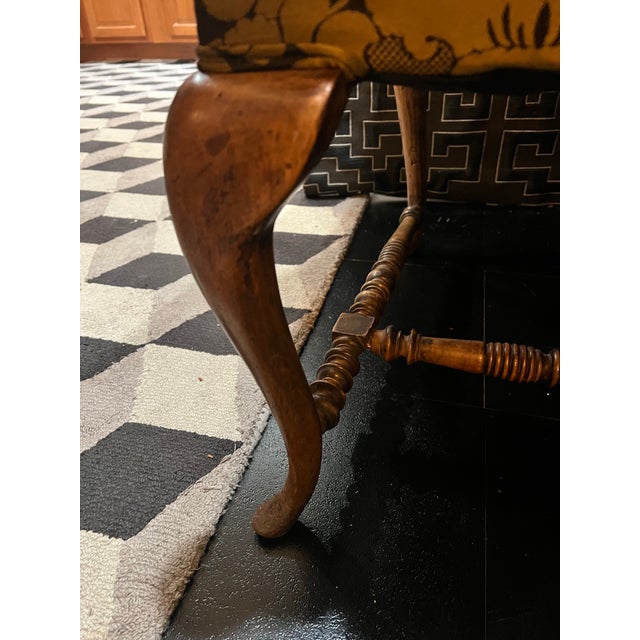 Late 19th Century Exaggerated Dramatic Wingback Chair Reupholstered For Sale In Sacramento - Image 6 of 10