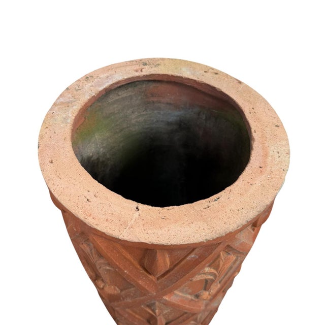Ceramic Antique French Terracotta Chimney Pots, 1890s, Set of 2 For Sale - Image 7 of 10