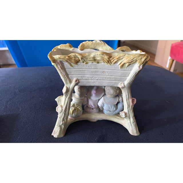 Art Nouveau Antique Continental Bisque Porcelain Lot — Cherub Jardinière & Centerpiece Bowl, Victorian/Art Nouveau, Set of 2 For Sale - Image 3 of 8
