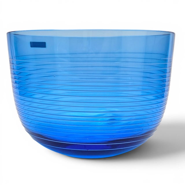 Villeroy & Boch Conga White Swirl Cobalt Crystal Centerpiece Bowl 8.75" For Sale - Image 10 of 12