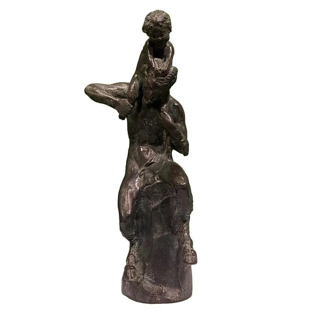 Satyr with Young Faun on his Shoulders - Bronze Sculpture by Aurelio Mistruzzi 1930 For Sale - Image 4 of 6