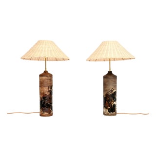 Vintage Danish Ceramic Table Lamps attributed to Conny Walther, 1960, Set of 2 For Sale