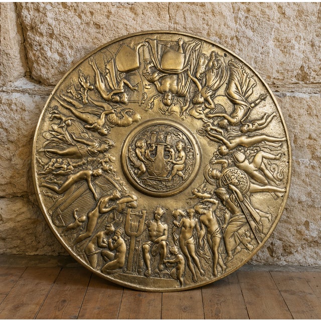 Gilt Bronze Tondo with Mythological Decoration The Arts and the Muses, 19th Century For Sale - Image 9 of 9