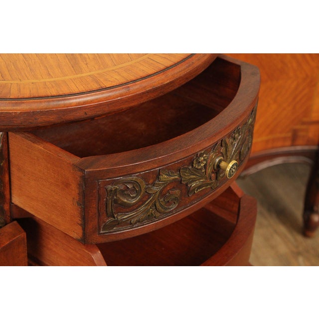 1930's French Louis XV Style Inlaid Satinwood Vanity For Sale - Image 4 of 11