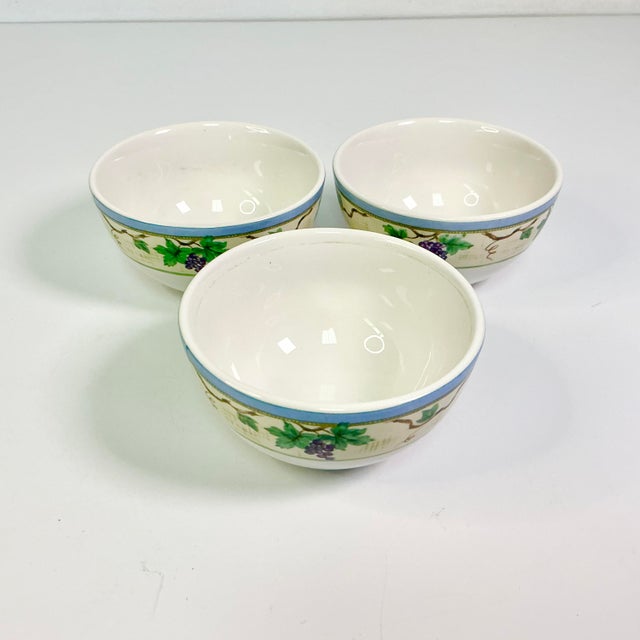 Ceramic Early 21st C Vintage Boho Chic Merlot Grape Motif Dessert Bowls - Set of 3. For Sale - Image 7 of 16