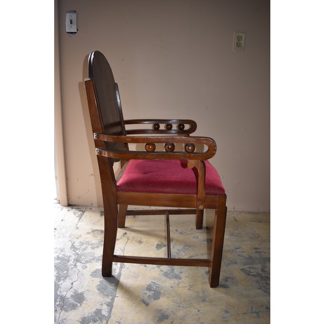 Red Red Art Deco Bedroom Vanity Upholstered Arm Chair by Bassett Furniture Co For Sale - Image 8 of 13