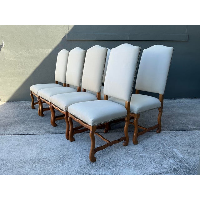 Wood Vintage Ralph Lauren Nailhead Os De Mouton Dining Chairs - Set of 8 For Sale - Image 7 of 12