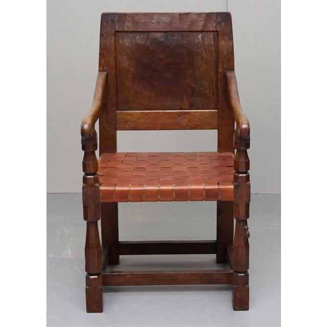 1930s Burr Oak Dining Chairs by Robert Mouseman Thompson, 1930s, Set of 6 For Sale - Image 5 of 18