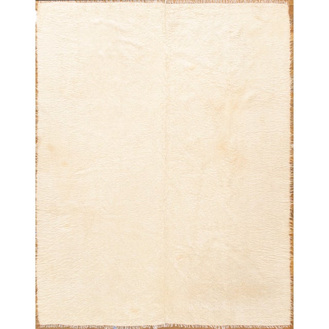 1940s Vintage Ivory Turkish Mohair Flat-Weave Rug - 5′ × 6′5″ For Sale - Image 5 of 5
