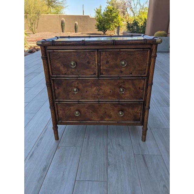 1970s Vintage Heckman Burlwood Faux Bamboo Nightstand Chairish