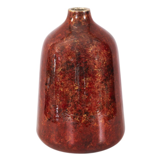 Sharma Crimson Gold Slanted Vase Large For Sale