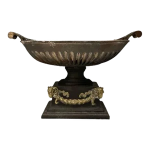 Regency, George III Style, Large Urn Planter, Cast Iron, Brass, England, 20th C.