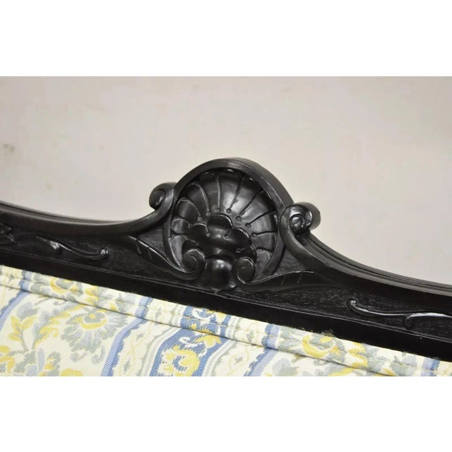 Mid 19th Century Antique Victorian Aesthetic Movement Black Ebonized Figural Carved Loveseat Sofa For Sale In Philadelphia - Image 6 of 12