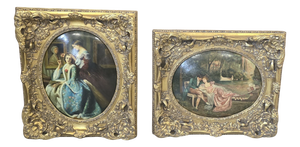 Romantic Scenes, 1950, Oils on Canvases, Set of 2