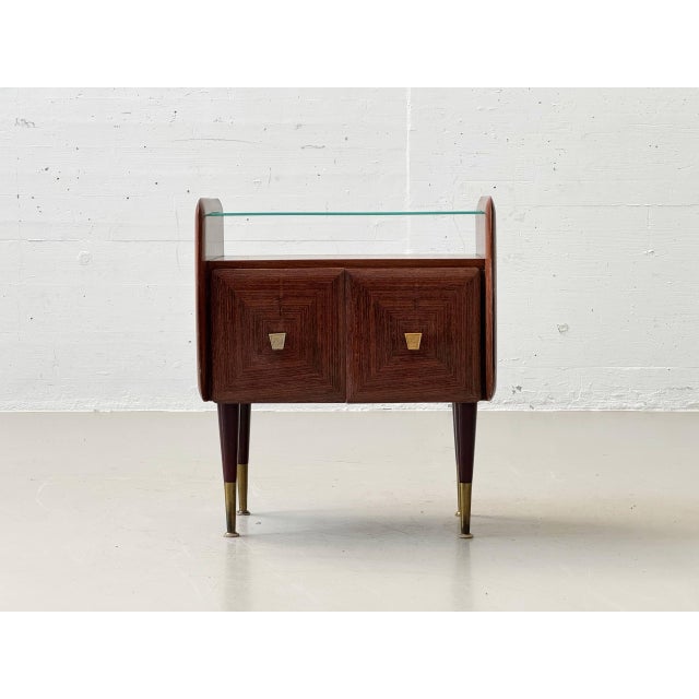 Mid-Century Modern Mahogany Bedside Table with Glass Tops, 1960s For Sale - Image 18 of 18
