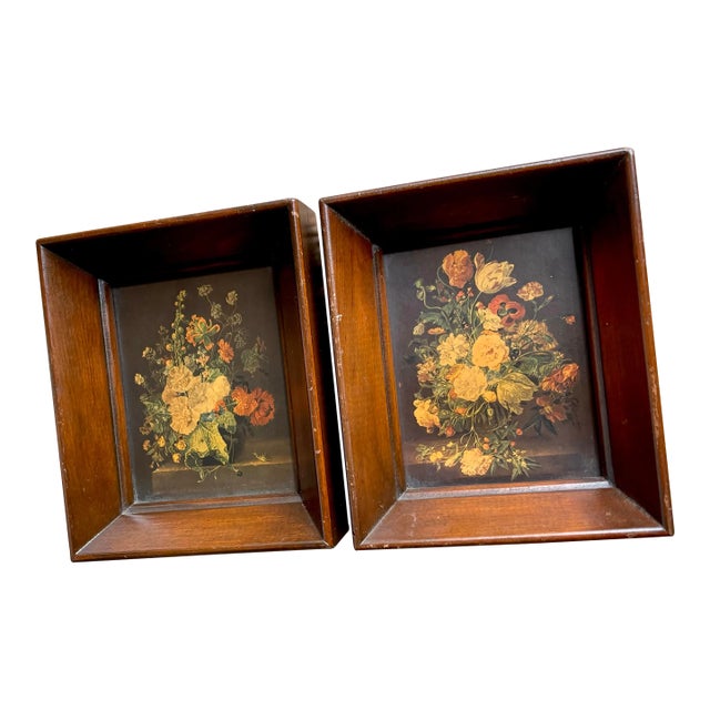 1950s Small Framed Floral Prints - a Pair For Sale