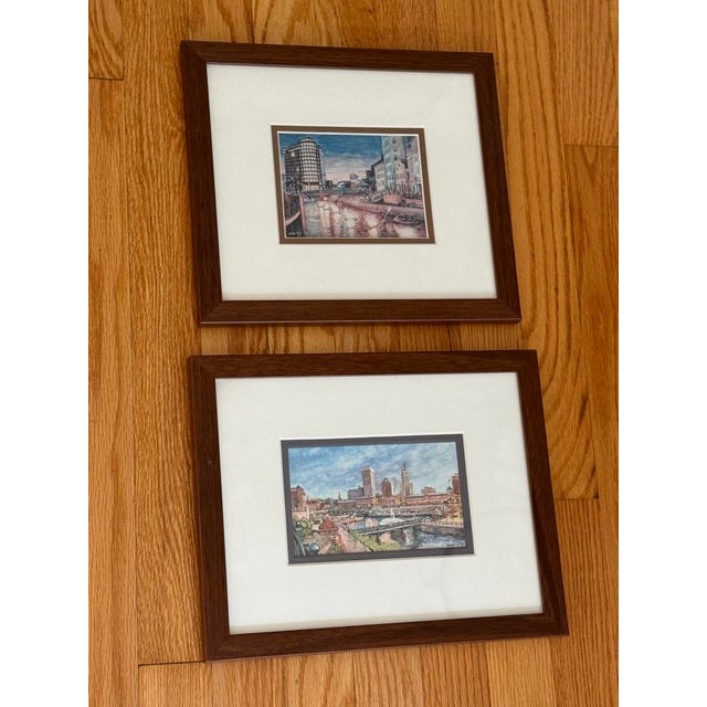 Framed prints of Providence with architectural city detail—an evocative pair for a study, entry, or gallery wall with New...