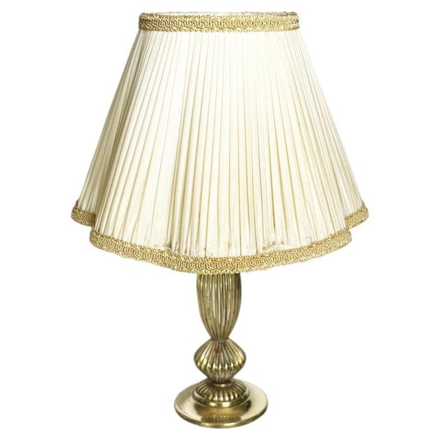 Art Nouveau Brass Table Lamp with Shade, France, 1920s For Sale - Image 18 of 18