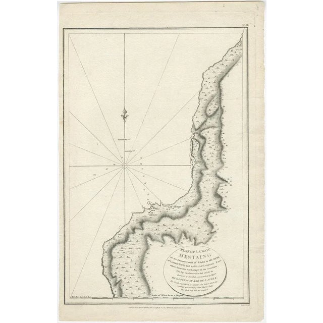 Antique map titled 'plan of la baie d'estaing'. This map shows the bay of d'estaing located on the russian island of...