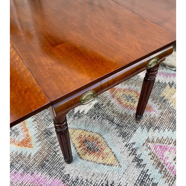 Brown 19th C. Sheraton Drop Leaf Table on Casters For Sale - Image 8 of 11