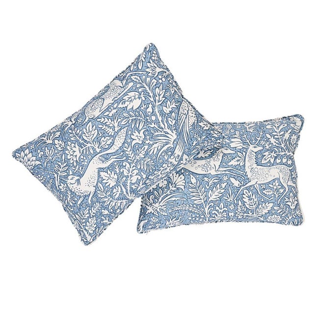 Abstract Schumacher Khan's Park Lumbar Pillow in Chambray For Sale - Image 3 of 5