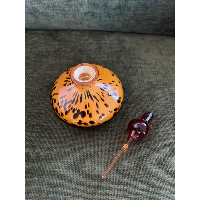 Art Deco Vintage Murano Art Glass Amber Tone Leopard/Tortoise Perfume Bottle 1960s For Sale - Image 3 of 12