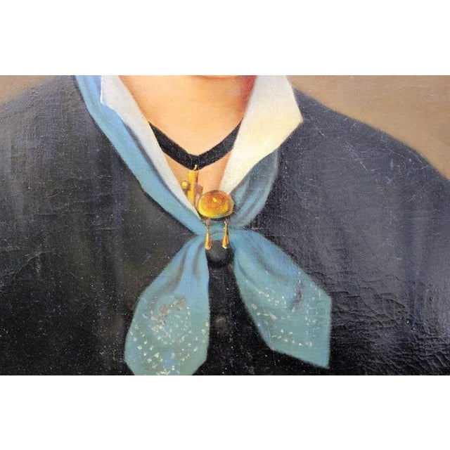 Italian Artist, Portraits, 1879, Oil Paintings, Framed, Set of 2 For Sale - Image 8 of 12