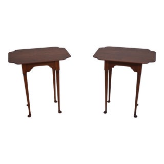Pair Eldred Wheeler Primitive Cherry Porringer Tables For Sale