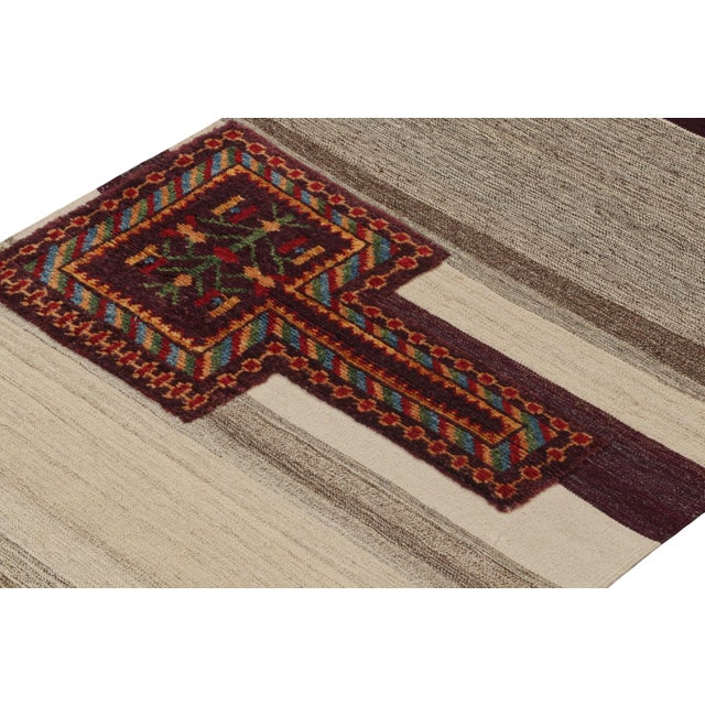 Rug & Kilim’s Tacheh Style Persian Kilim in Beige and Gray For Sale In New York - Image 6 of 7