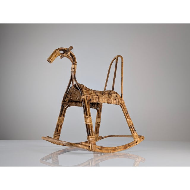 Childrens Rocking Horse in Bamboo and Rattan, 1960s For Sale - Image 11 of 11