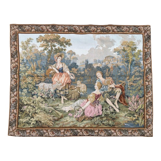 Vintage French Aubusson Style Jacquard Tapestry, 1970s For Sale
