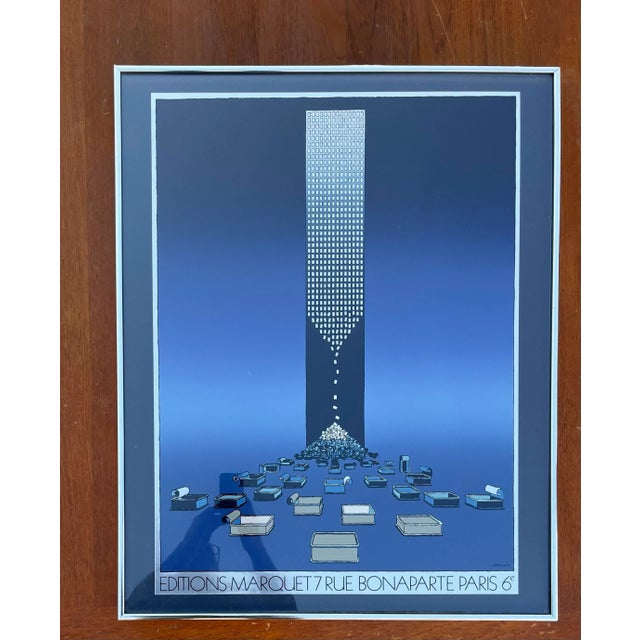 Vintage Michel Granger "Editions Marque" Framed Foil Print Poster. For Sale - Image 4 of 13
