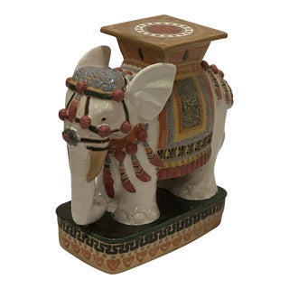 White Glazed Terracotta Elephant Table For Sale