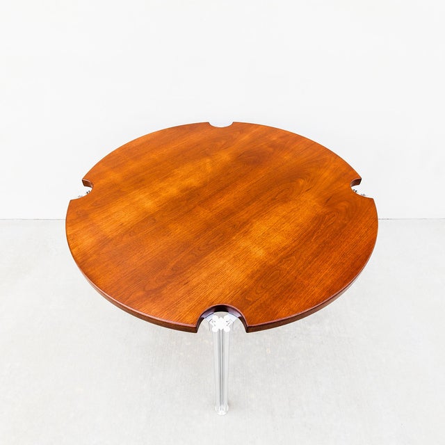 1970s Restored Mid Century Walnut & Steel Dining Table by Risom Design For Sale - Image 11 of 12