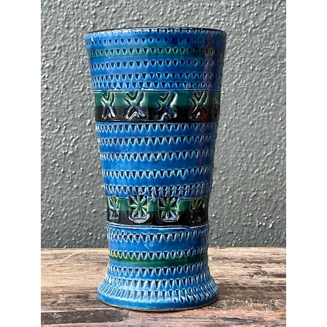 Vintage MCM Original Studio Pottery Engraved Vase For Sale - Image 10 of 11