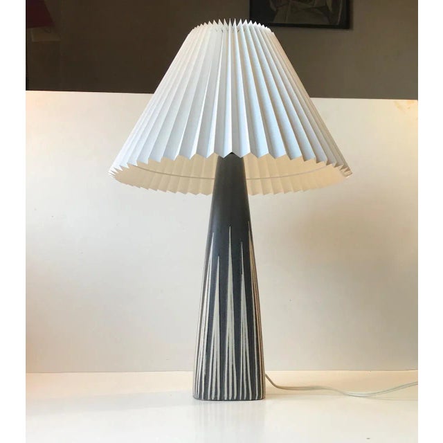 Gray Striped Ceramic Table Lamp by Svend Aage Holm Sorensen for Søholm, 1960s For Sale - Image 8 of 8