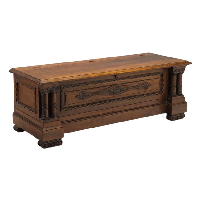 Mid-Century Carved Walnut Chest, Italy For Sale
