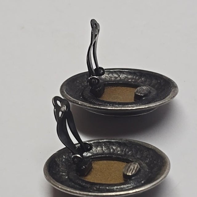 1970s 1970s Ben-Amun Smoky Quartz and Silver Oval Earrings, A Pair For Sale - Image 5 of 8