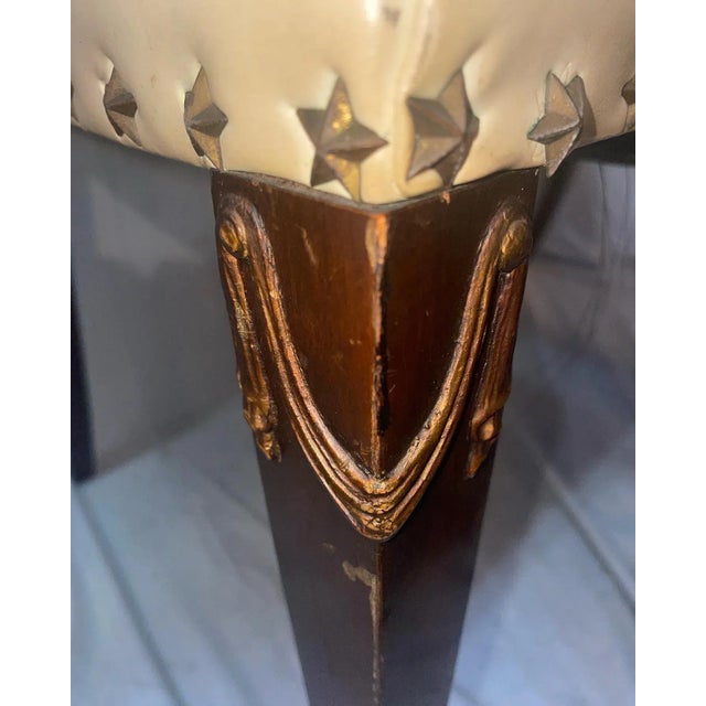 1930s 1930s Vintage Early American High-Back Mahogany Chairs With Star Nail Heads- a Pair For Sale - Image 5 of 9