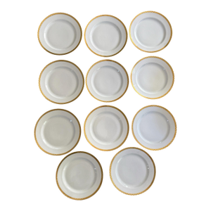 1960s Set of Eleven (11) H&c Selb Bavaria Gold Rim Porcelain Luncheon Plates