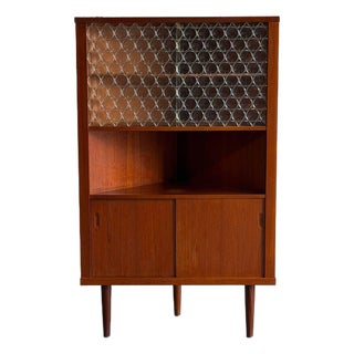 Vintage Danish Teak Corner Cabinet Bookcase Mid Century Modern Display Storage Unit For Sale
