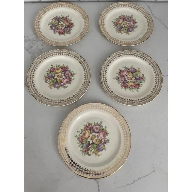 Vintage 22 Karat Gold China Dessert Plates- Set of 5 For Sale - Image 9 of 10