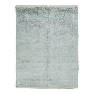 Mordern Moroccan Plush Area Wool Rug Handmade in Gray For Sale