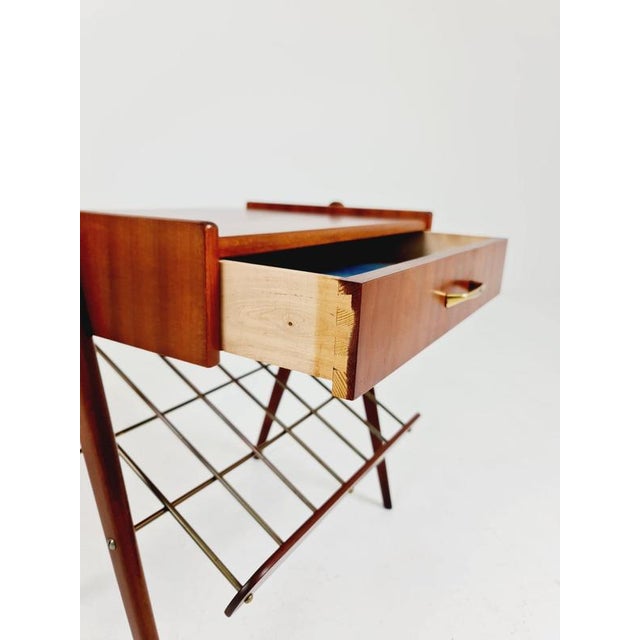 Brown Mid-Century Danish Mahogany and Brass Nightstands, 1960s, Set of 2 For Sale - Image 8 of 18