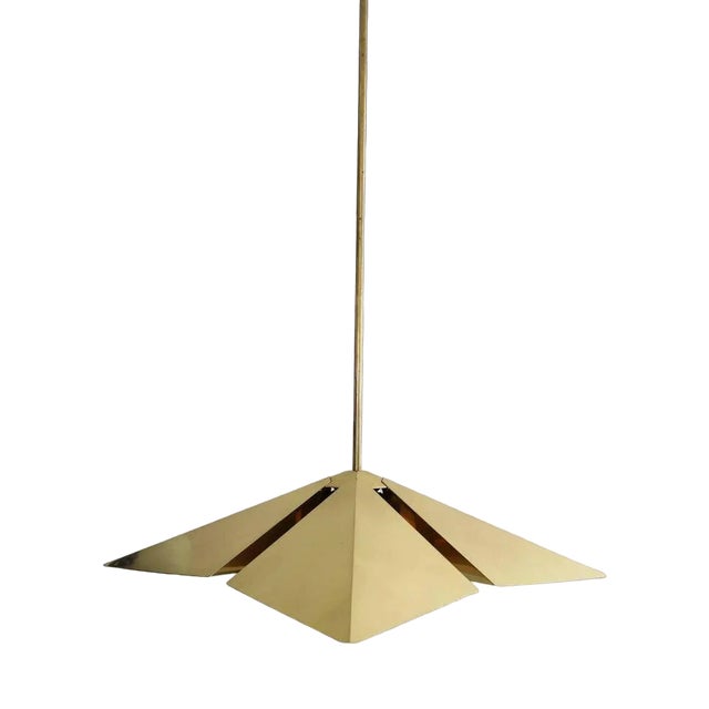 Brass Pendant Lamp in Brass from Vereinigte Werkstätten Collection, 1970s For Sale