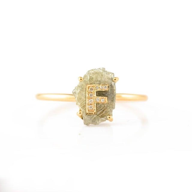 Gold Natural 1.02ct Diamond Alphabet F Personalized Ring (All Sizes Available) For Sale - Image 8 of 10