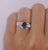 Blue 14k White Gold 1.56 Carat Oval Blue Sapphire and Invisible Cluster Diamond Ring Size 6 For Sale - Image 8 of 8