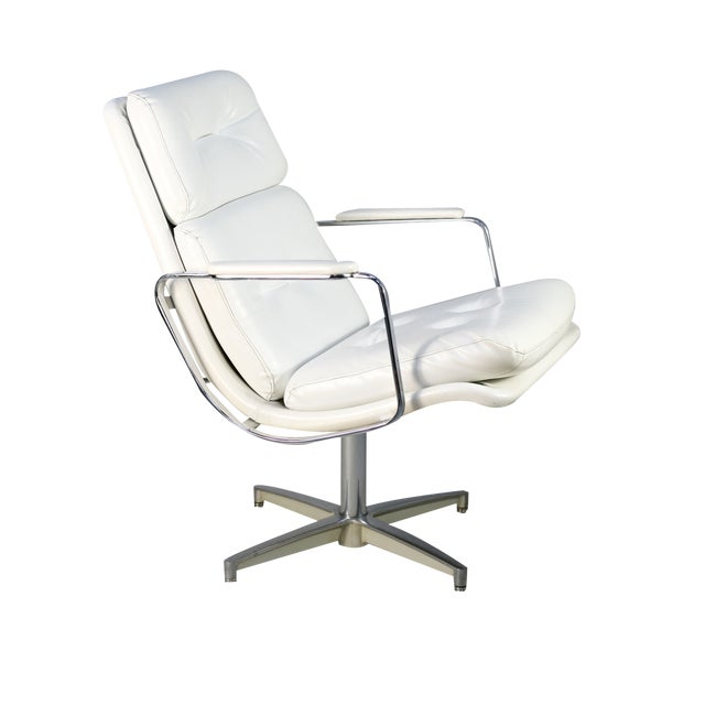 Space Age Lounge Chair in Steel and Faux Leather, France, 1970s For Sale