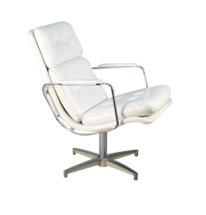 Space Age Lounge Chair in Steel and Faux Leather, France, 1970s